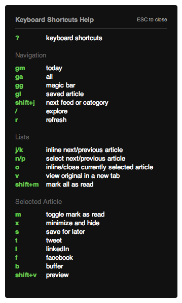 07-02 Feedly Keyboard Shortcuts