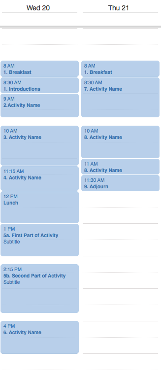 07-08 iCal Workshop Schedule
